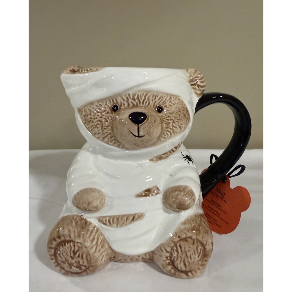 Viral Creepy Critters Halloween Mummy Teddy Bear Coffee Mug 24oz NEW!